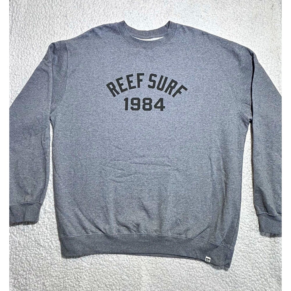 Reef Surf 1984 Men's Size 2XL Gray Heather Graphic Fleece Crewneck Sweatshirt